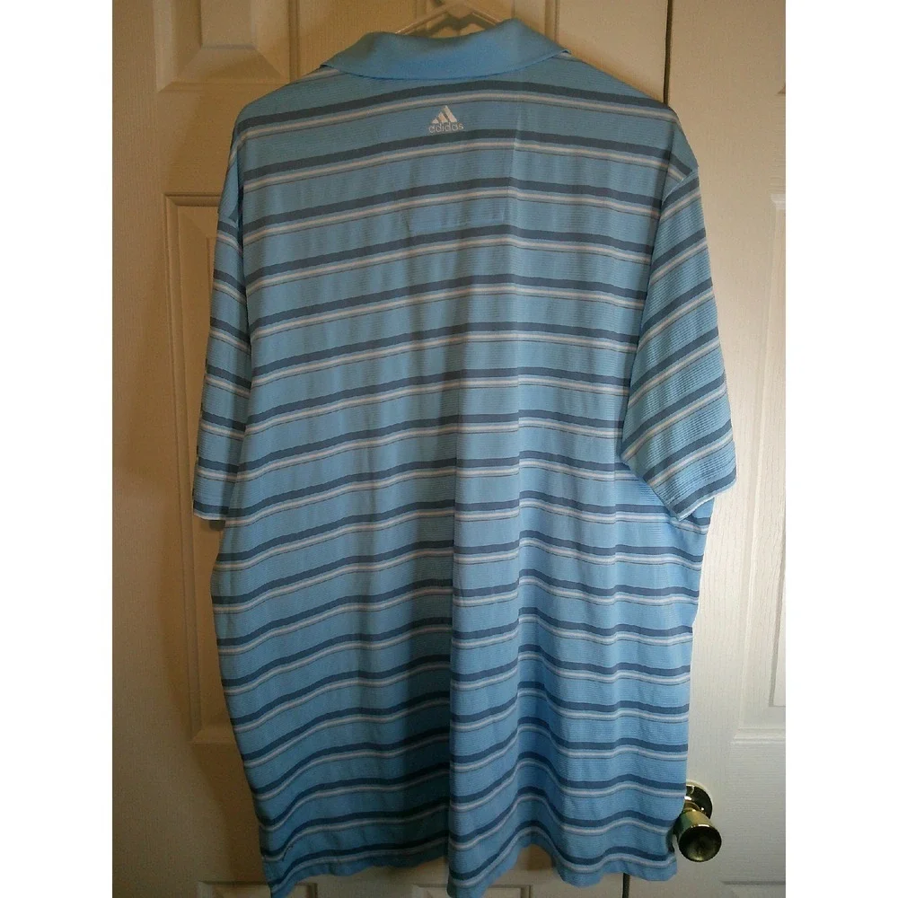 Adidas ClimaCool Golf Polo Shirt Striped Blue Gray Athletic‎ 2XL